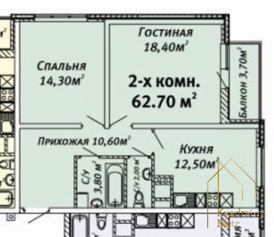 Альтаир-1! Топ-цена! 2-комнатная с ремонтом! — фото 6